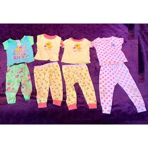 LOT of FOUR size 12 month Pajamas short-sleeved pants 4 tops and 4 bottoms